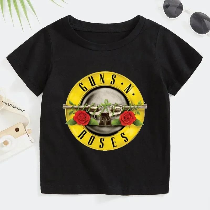 3T~14T Детская футболка Rock Band Gun N Roses для мальчиков и девочек, музыкальные топы с коротким рукавом, повседневная хлопковая одежда для детей