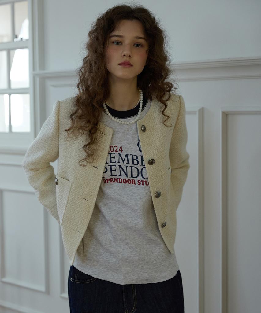 Opendoorstudio Texture Tweed Jaket Ivory