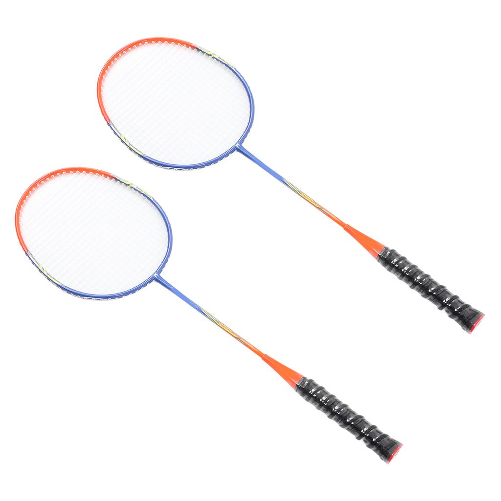 2 Pcs Badminton Racket Ferroalloy One Piece Skidproof Handle Orange Badminton Racquets Set for