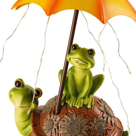 Садовая статуя черепахи-лягушки с солнечными светодиодными фонарями, уличный декор для сада, фигурка животного во дворе