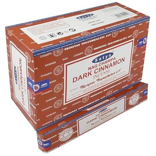 Satya Ароматические палочки Nag Dark Cinnamon Agarbatti 180 граммов в коробке | 12 упаковок по 15 граммов в коробке | Экспортное качество