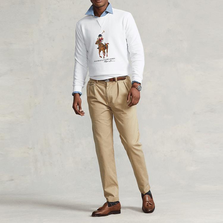 Polo Ralph Lauren Polo Bear And Big Pony Crewneck Long Sleeve Sweatshirt Men sweatshirt White MNPOKNI16821483
