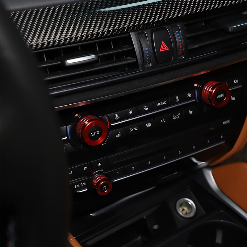 Для BMW X5 X6 E70 E71 2008-2013 алюминиевый сплав серебристый/красный автомобильный переключатель громкости кондиционера кольцо ручка крышка отделка автомобиля