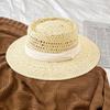 Женская летняя шляпа от солнца соломенная плетеная в стиле ретро в английском стиле с плоским верхом, сплошная цветная шляпа с широкими полями, защита от УФ-лучей, пляжная кепка для отпуска