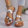 Fashion Women Slippers 2024 Summer Printed Flat Slippers Toe Loop Non Slip Open Toe Sandals Outdoor Beach Slides Women Zapatos De Mujer
