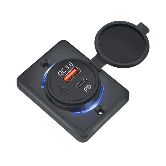 Автомобильное зарядное устройство 48 Вт с двумя портами PD Настенная USB-зарядная станция для телефонов, планшетов Универсальный автомобильный адаптер для быстрой зарядки 12 В-24 В для лодки, внедорожника, квадроцикла, автодома