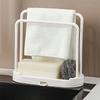 Space-Saving White Plastic Kitchen Sink Organizer - Multi-Functional Towel and Sponge Holder with Drainage Rack, Suitable for Stalls and Home Use