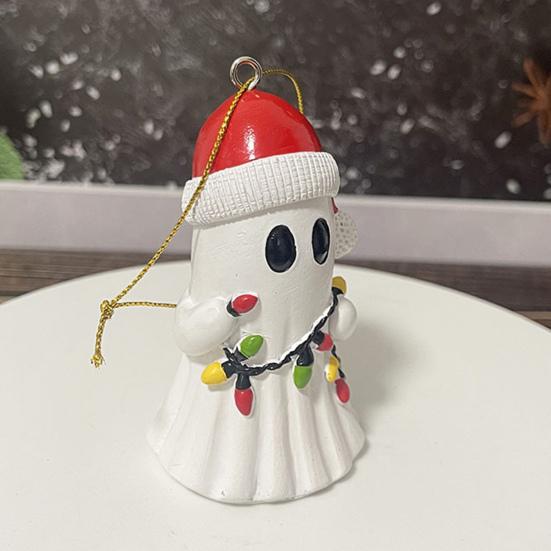 Рождественский кулон-призрак из смолы, 3D-призрак, подвесное украшение, мини-фигурка в виде шапки Санты, привидение для украшения праздничного стола на рождественскую елку