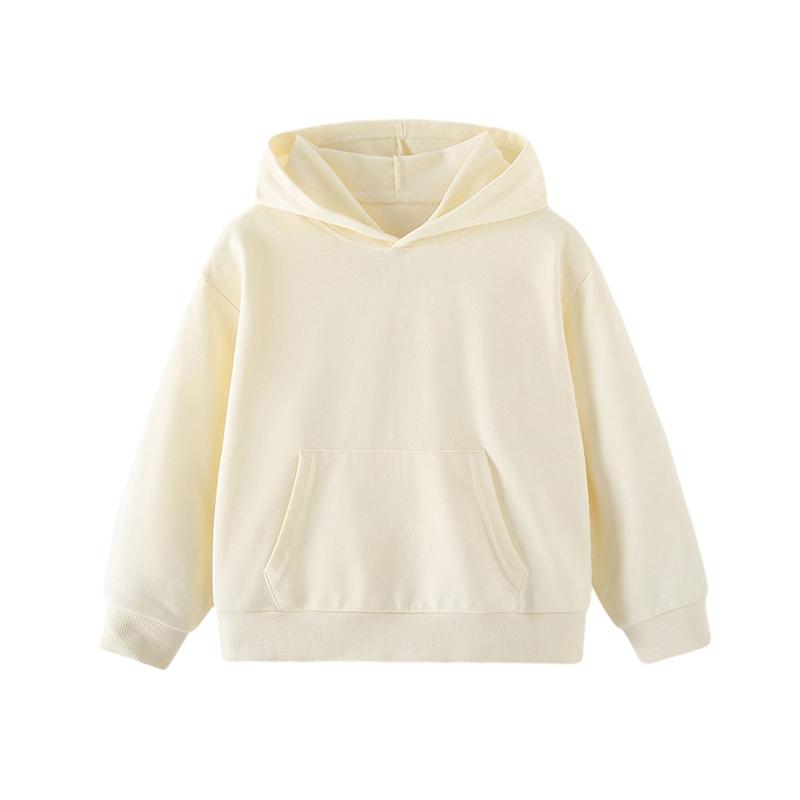2-10 Years Kids Solid Color Hooded Pullover Sweatshirt