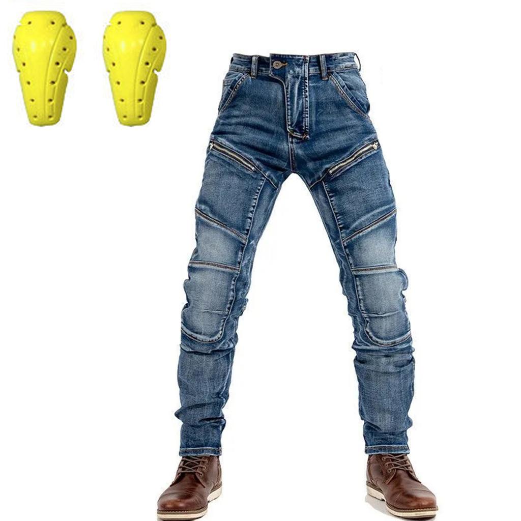 Мотоциклетные джинсы с регулируемыми наколенниками и штаны для езды на мотоцикле