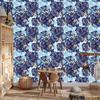 Leaves wallpaper in shades of blue for living room and bedroom 50x1000