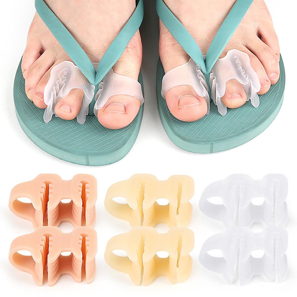 1 Pair Double-hole Toe Separator Slippers Pinching Foot Toe Hallux Valgus Protector Separator Finger Straightener Adjuster Foot Care Tool