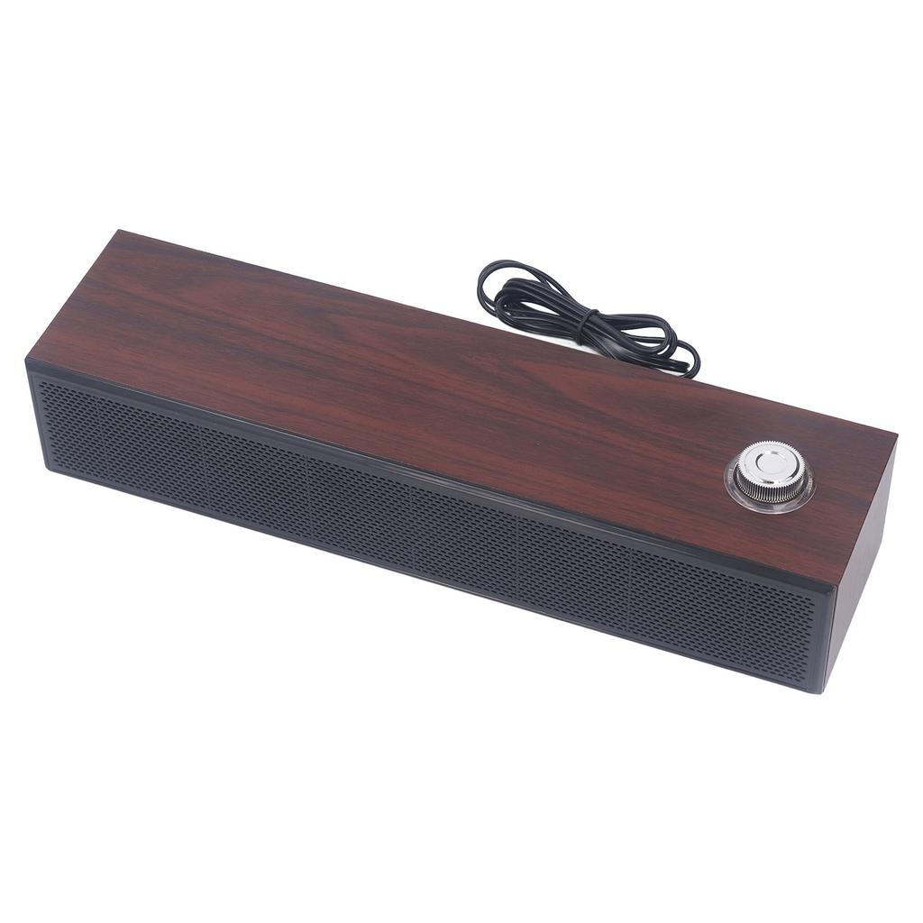 Wooden Computer Speakers Desktop Soundbar HiFi Stereo Sound AUX in Wired USB Powered Soundbar for PC Laptop Tablets