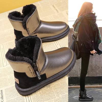 Ботинки на подошве женские зимние 2025 новые бархатные утолщенные хлопковые туфли водонепроницаемые короткие ботинки женские зарубежные хлопковые ботинки