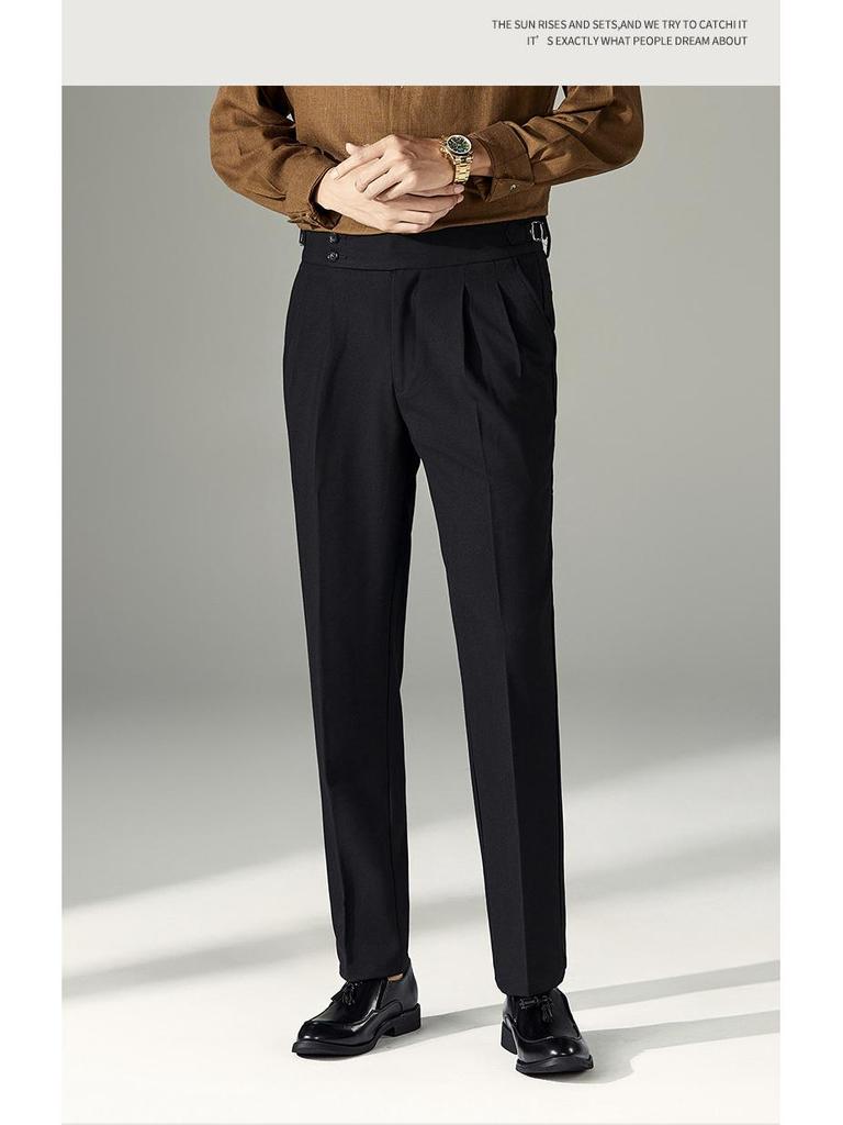 Мужские модные брюки-платья с регулируемой пряжкой «Париж», с высокой посадкой, не требующие глажки, прямого кроя