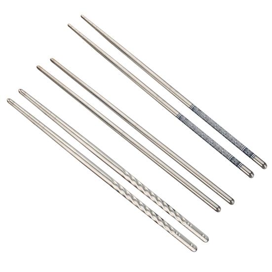 3 пары полезных палочек для еды из нержавеющей стали, простые в использовании, нескользящие серебряные нескользящие палочки для еды для банкета, ресторана, кухни