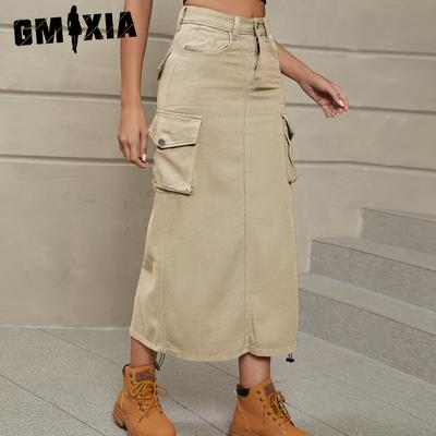 Джинсовая юбка-карго Повседневная юбка средней длины Тренд