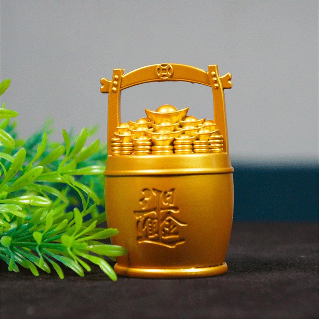 Golden Metal Sailing Ship Bucket Teapot Sculpture Chinese Fengshui Statues for Wealth and Prosperity Decorative Ornament