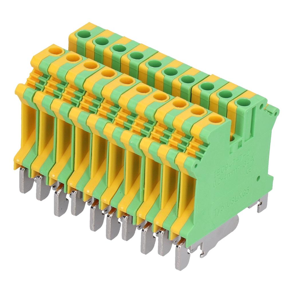 50 шт. Клемма для монтажа на DIN-рейку, 2-канальная, с боковым подводом, клеммный блок заземления 34А USLKG?5
