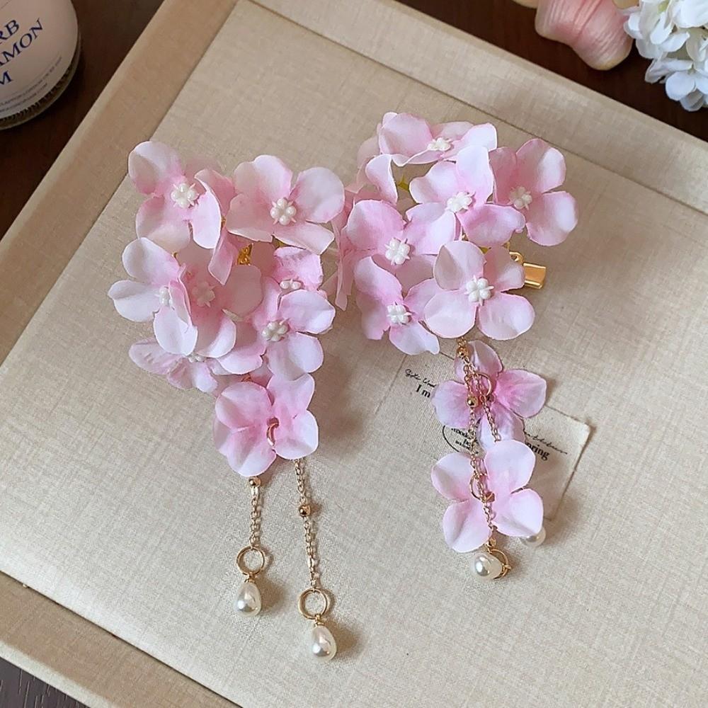 Imitation Pearl Hanfu Hair Accessories Fabric Chinese Style Hair Clip Fairy Flower Hairpin  Women