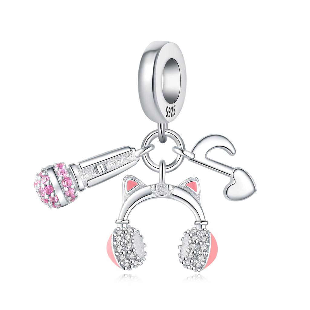 925 Silver Music Rock Pendants Bracelet Charms DIY Jewelry Party Beads Exquisite Festival Gifts Accessories for Women Men