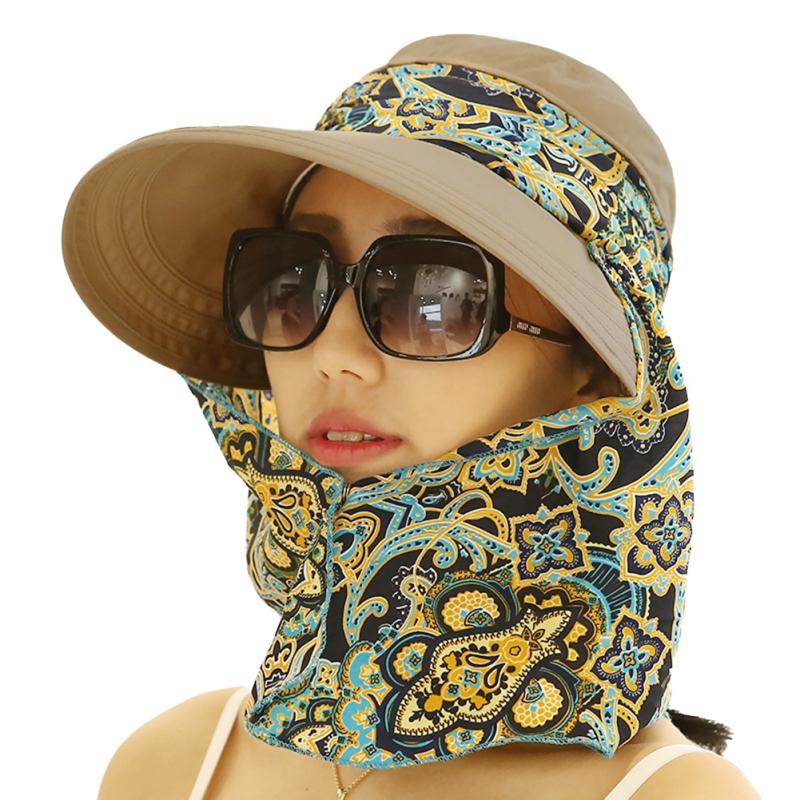 Женская шляпа от солнца, защитная кепка для лица и шеи, дышащая складная съемная шляпа для девушек
