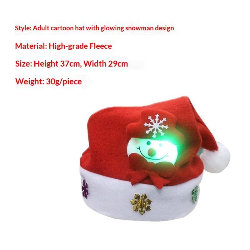 Soft Plush Christmas Santa Hats With Various Styles Led Glowing Design For Xmas Parties Holiday Events