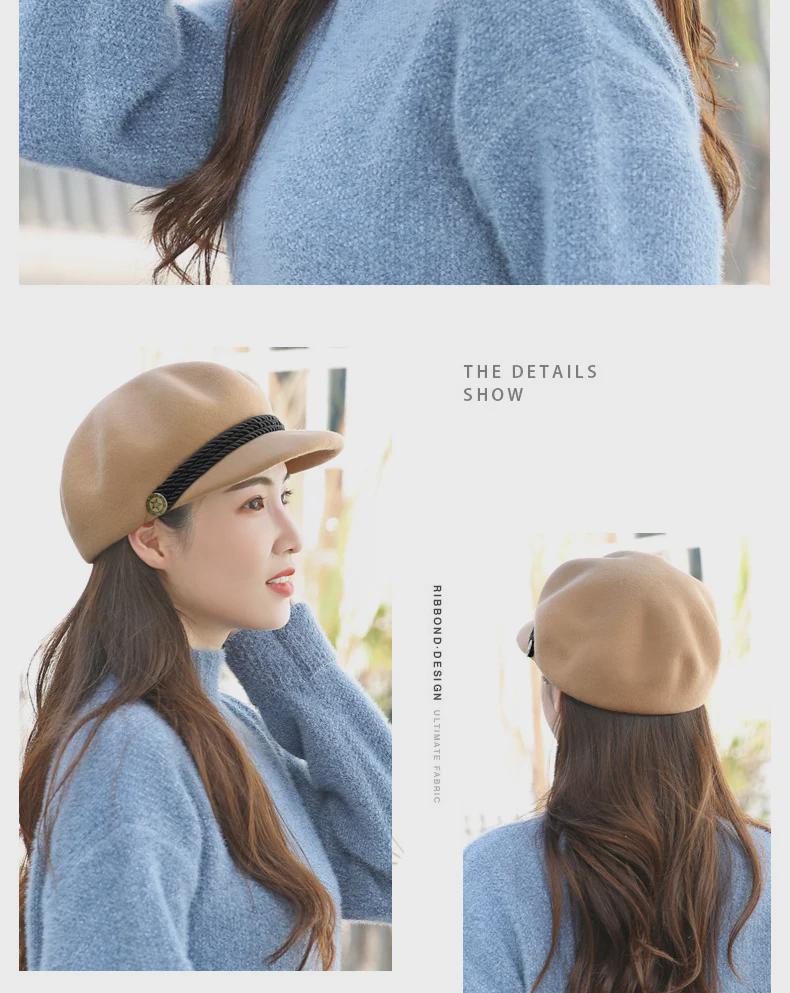 Women's Autumn/Winter Wool Octagonal Hat: Fashionable, Warm, British-Style, Versatile Beret.