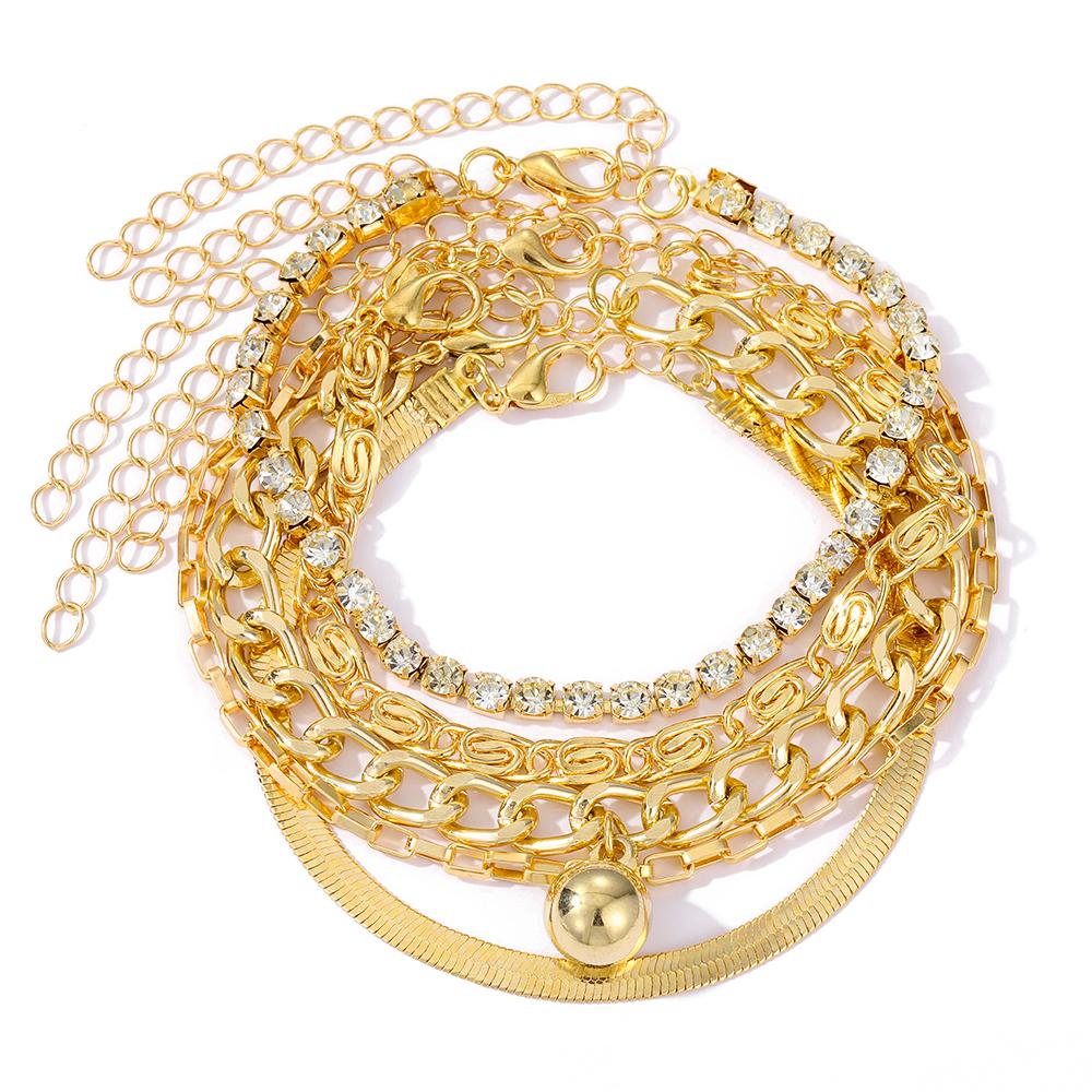 Комплект ювелирных изделий из 5 шт., элегантный браслет, роскошный блестящий браслет, комплект из 5 предметов, женский модный элегантный простой комплект браслетов для девочек