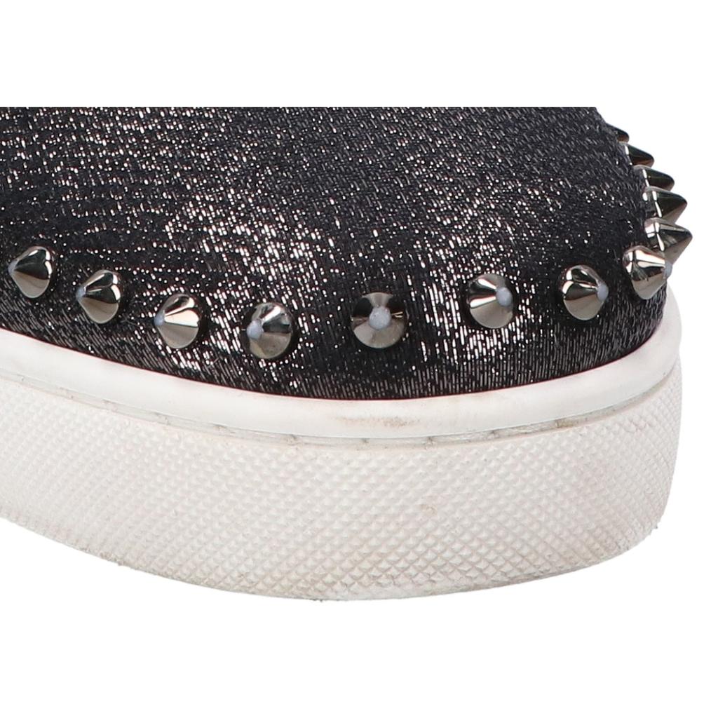 Christian Louboutin PIK BOAT FLAT Пик Лодка Лезвие Ткань Шип Слипоны 44 Серия Черный Б/У