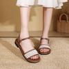 Модные женские сандалии 2025 Лето Плетеные Удобные Противоскользящие Уличные Пляжные Туфли Женские Сандалии на плоской подошве с открытым носком Уличная обувь для отдыха