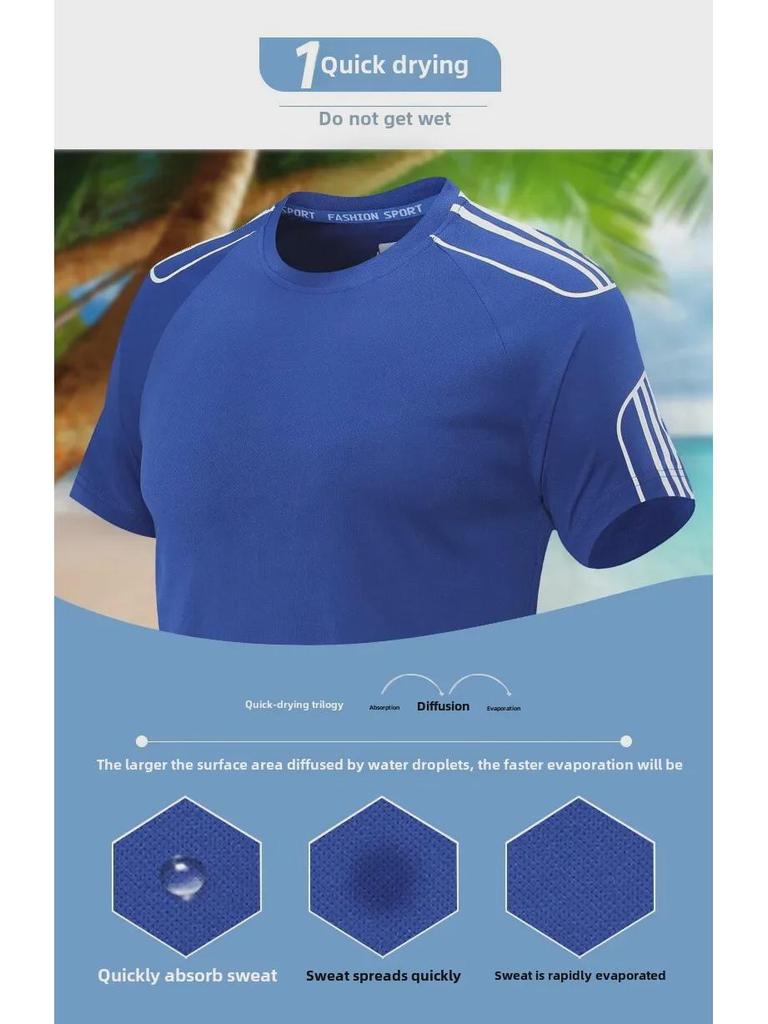 Men's Summer Quick-Dry Sports Suit - Short Sleeve, Loose Fit, Fitness & Running Wear