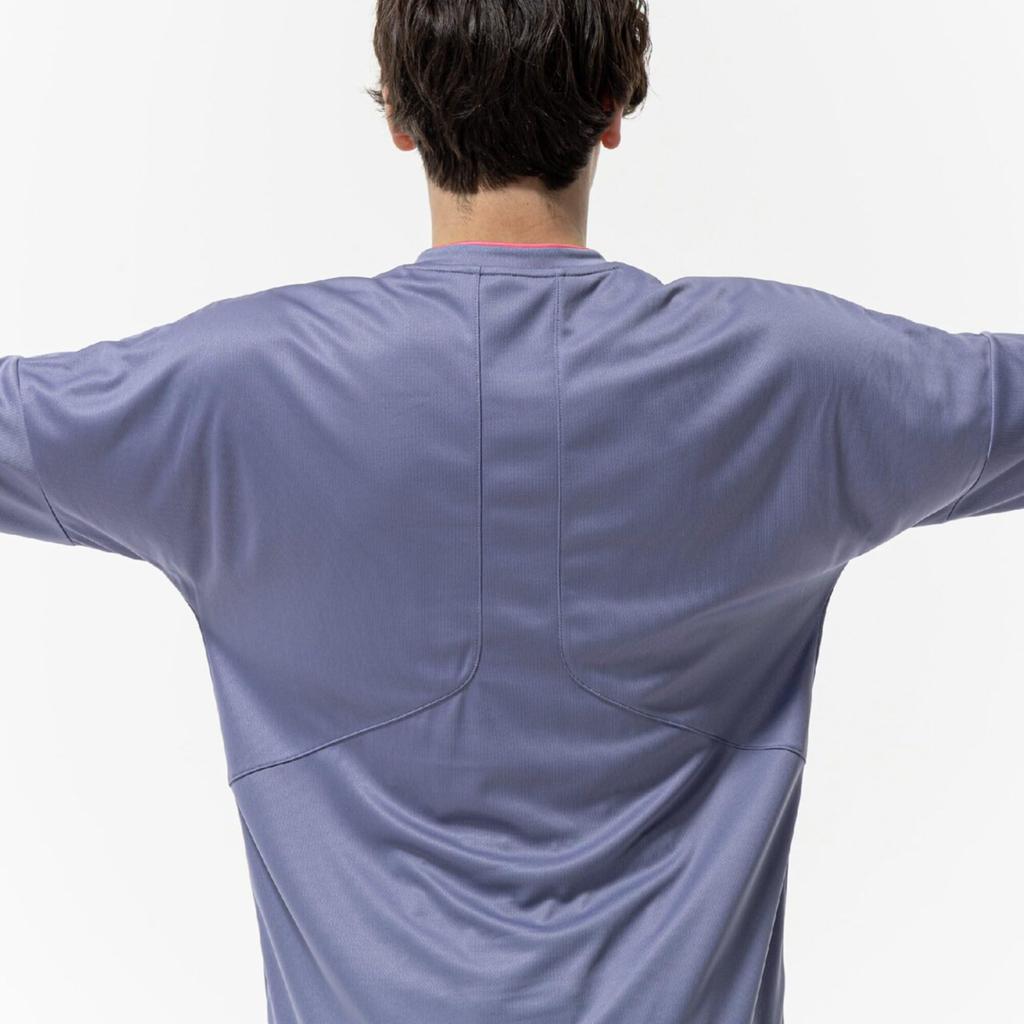 Tennis Wear Long Sleeve Practice Granite Size 62JAC542 T-Shirt, Moisture-Wicking, Quick-Drying, Unisex, Gray, XS,