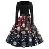 Women's Fashion Casual Square Neck Slim Christmas Printed Long Sleeve Dresses