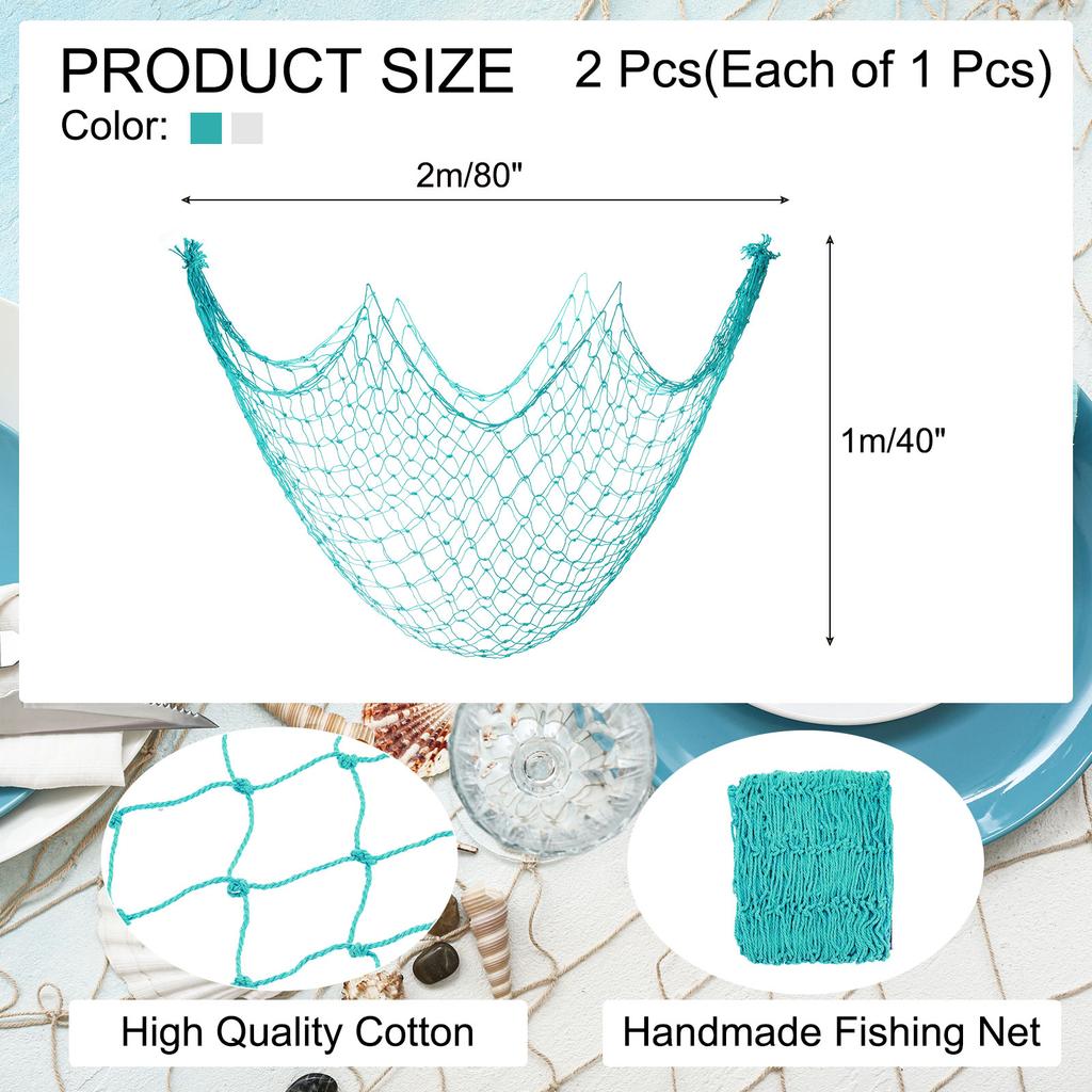 2 шт. Рыболовная сеть на стену, настенная подвеска для фотографий, хлопковая рыболовная сеть, украшение, студийный реквизит, комната, украшение для дома, наклейки, тематическая вечеринка 80x40"