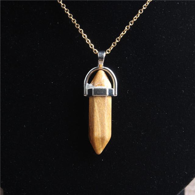 29 Стиль 42 см Натуральный Кристалл Камень Ожерелье Шестигранная Колонна Золотая Цепь Нержавеющая Сталь Подвеска Для Самодельных Ювелирных Изделий Для Мужчин И Женщин