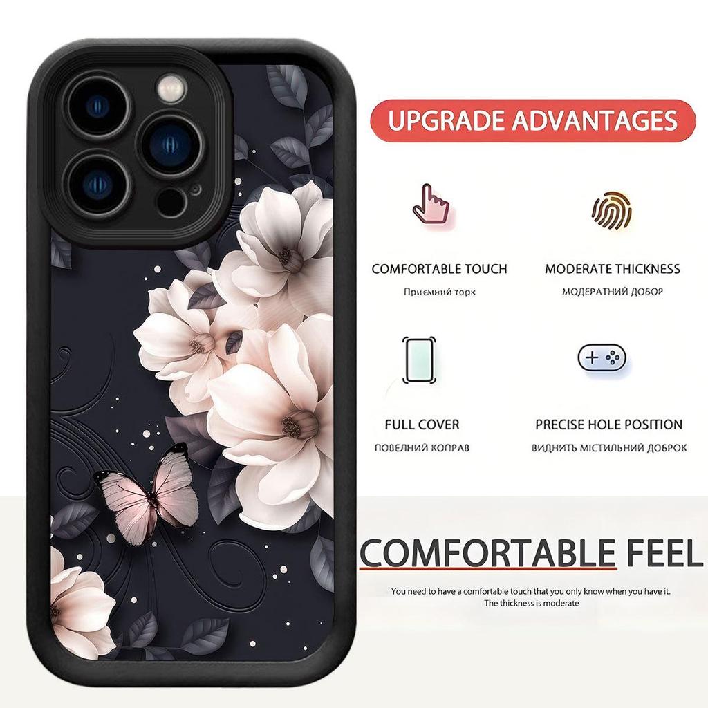 Защитный чехол Apricot Blossom для iPhone 14-17 Pro Max, черный.