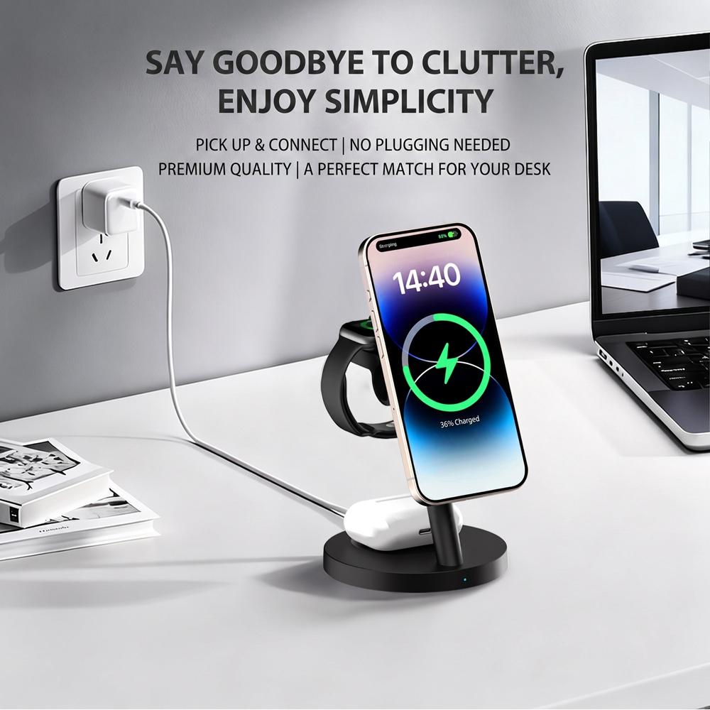 25W Qi2.2 3-in-1 Fast Wireless Charger Stand + 45W Plug For iPhone 17 16 Plus Pro Max Apple Watch Ultra 3 2 S11 S10 AirPods