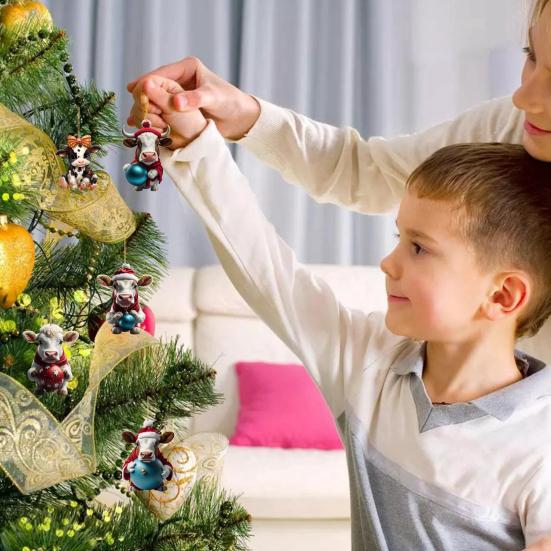 Адвент-календарь с изображением коровы из Хайленда, рождественское подвесное украшение, акриловый мультяшный адвент-календарь с изображением коровы из Хайленда для украшения каминной полки на дереве