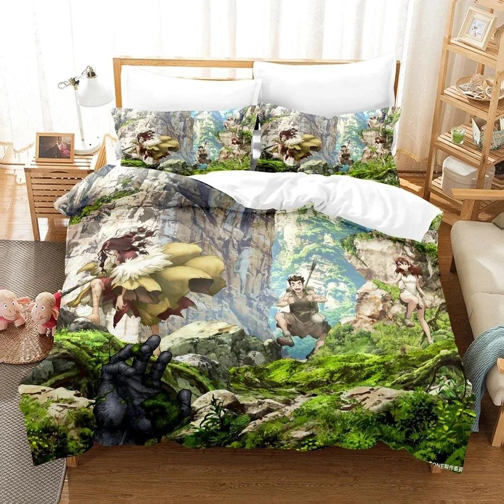 Fashion 3D Shi Ji Yuan Dr. Stone Bedding Sets Duvet Cover Set With Pillowcase Twin Full Queen King Bedclothes Bed Linen