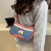 Plaid Lattice Shoulder Bag Rural Style Crossbody Bag Lovely Denim Underarm Bag  Students