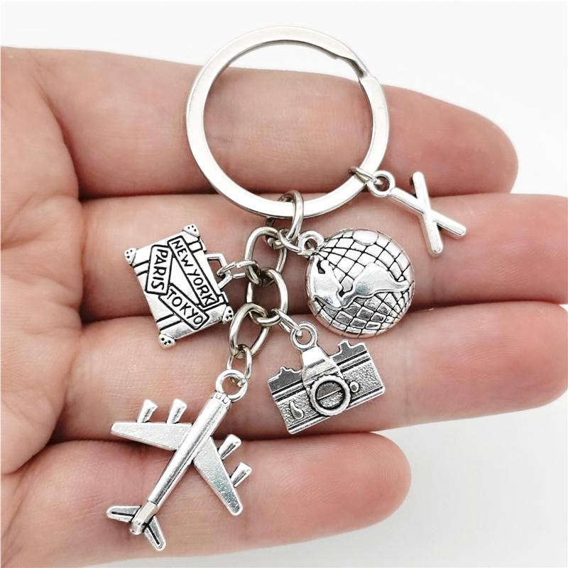 26 Букв Самолет Брелок Подвеска Самолет Брелок Земля Камера Шарм Брелок Лучшие Друзья Путешествия Ювелирные Изделия Подарки