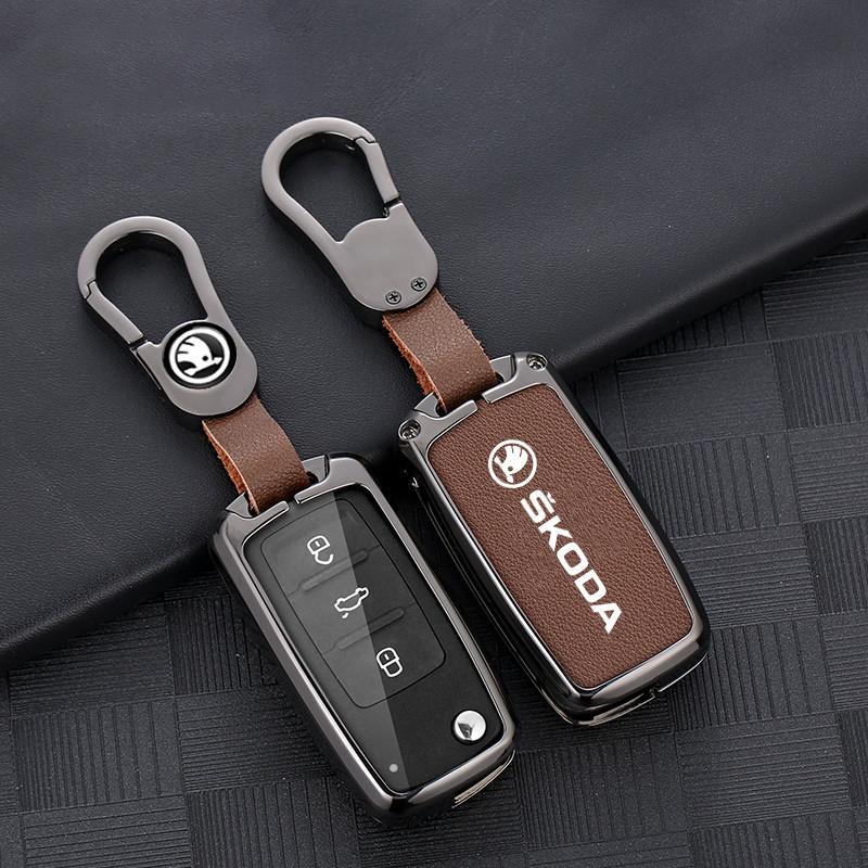 Dclaq2 Чехол-сумка из цинкового сплава для брелока автомобильного ключа Skoda Octavia A5 A7 Superb Kodiaq Fabia Karoq 2020 2021 Защитный корпус Брелок Аксессуары