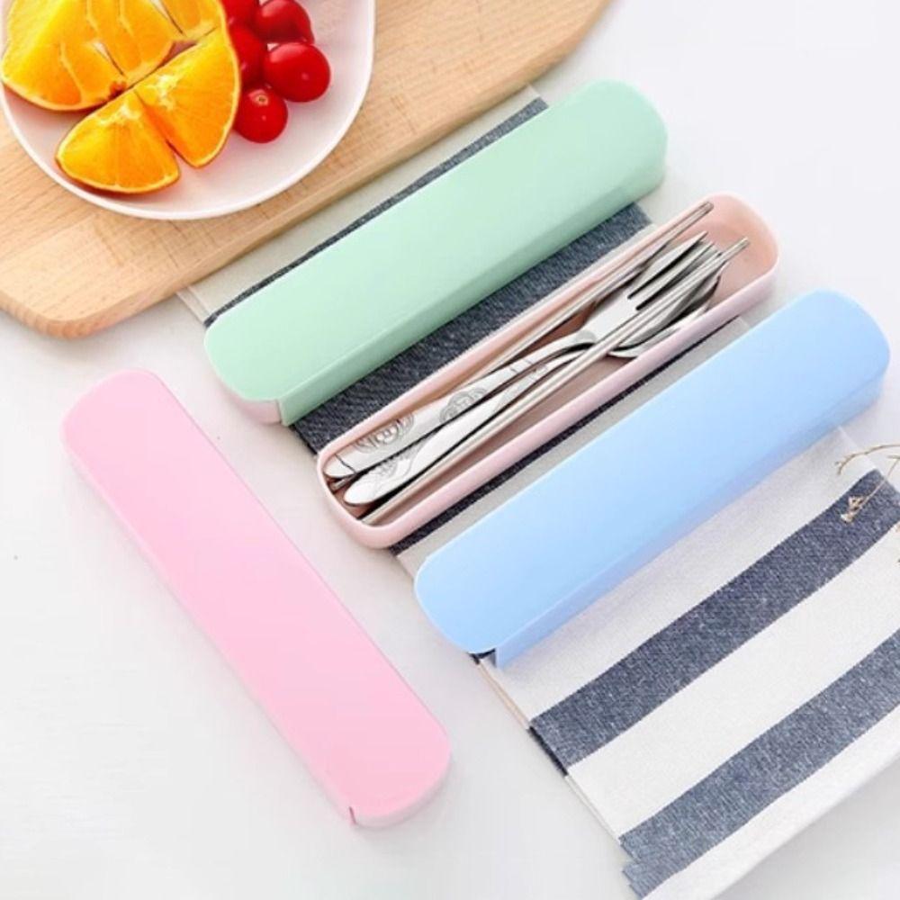 3 шт./набор портативных столовых приборов из нержавеющей стали с коробкой для хранения ложек модный набор столовых приборов