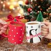 2 Pcs Ceramic Christmas Mugs, Premium Merry Christmas Gifts, 12 Oz Red and White Mugs with Handle, Microwave Safe for Coffee Tea