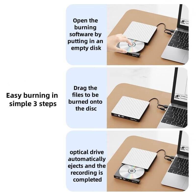 Писатель (USB 3.0 и тип C + тип A) Портативный внешний USB-оптический привод DVD/CD RW Записывающий привод