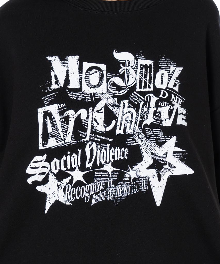 MOZMOZ Social V Graphic Oversized Sweatshirt Black
