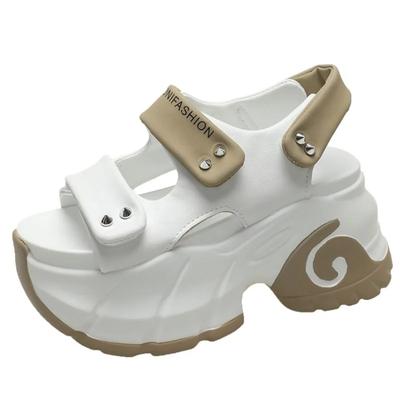 Модные женские босоножки на толстой платформе для отдыха с открытым носком на высоком каблуке, новые гладиаторские тапочки, женские модные летние кожаные пляжные сандалии 8,5 см