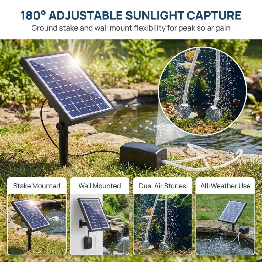 Blue Solar Pond Pump PET Solar Oxygen Pump Efficient Pond Aerator Pump
