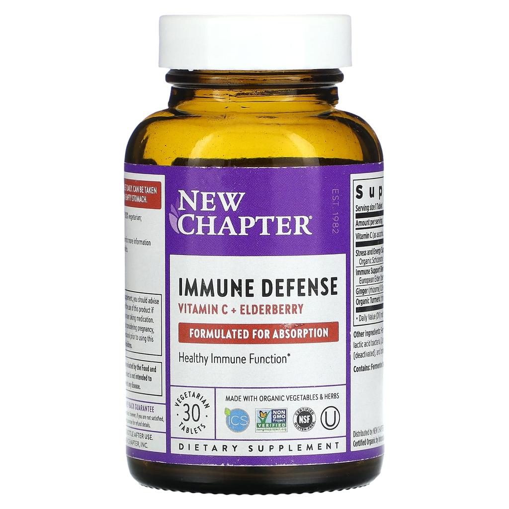 Immune Defense, Vitamin C + Elderberry, Vegetable Tablets 30 Tablets